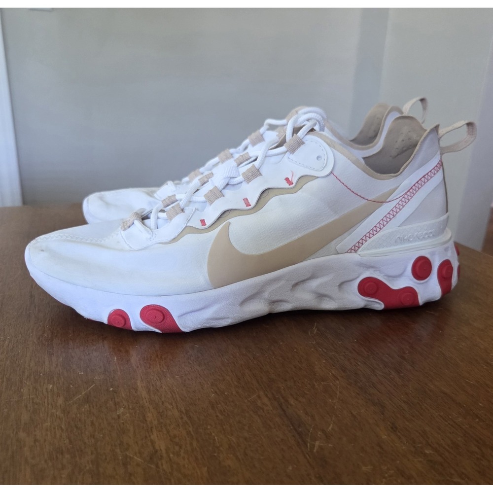 Nike React Element 55 Sneakers Women's 10 White‎ Desert Ember Running Shoe